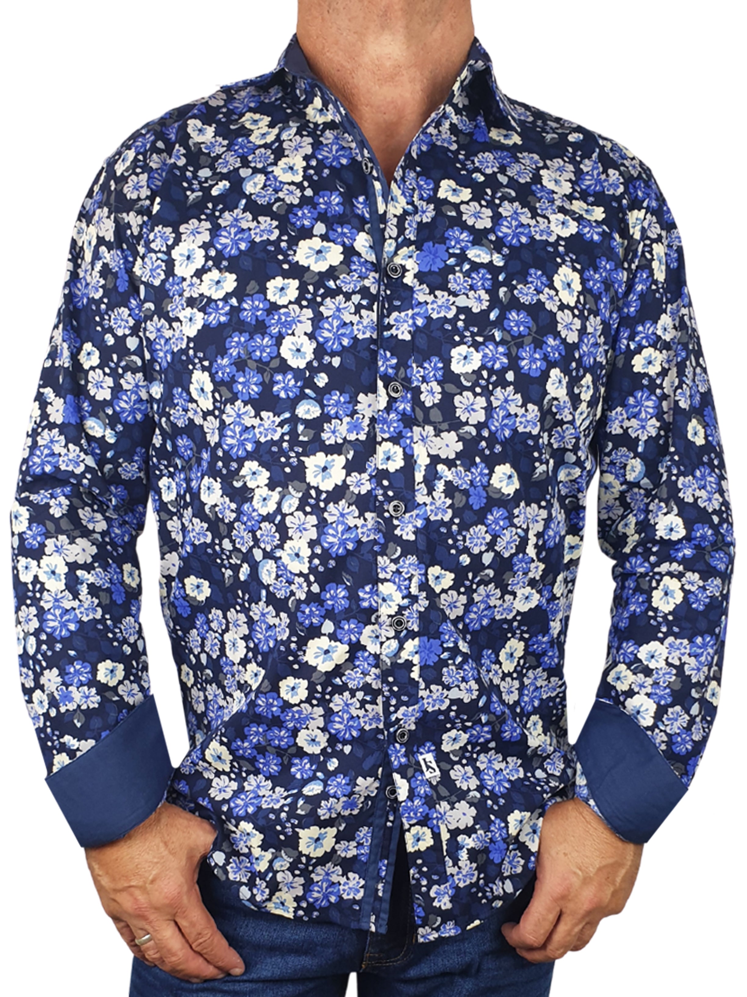 Wicked Floral Cotton L/S Shirt - Blue