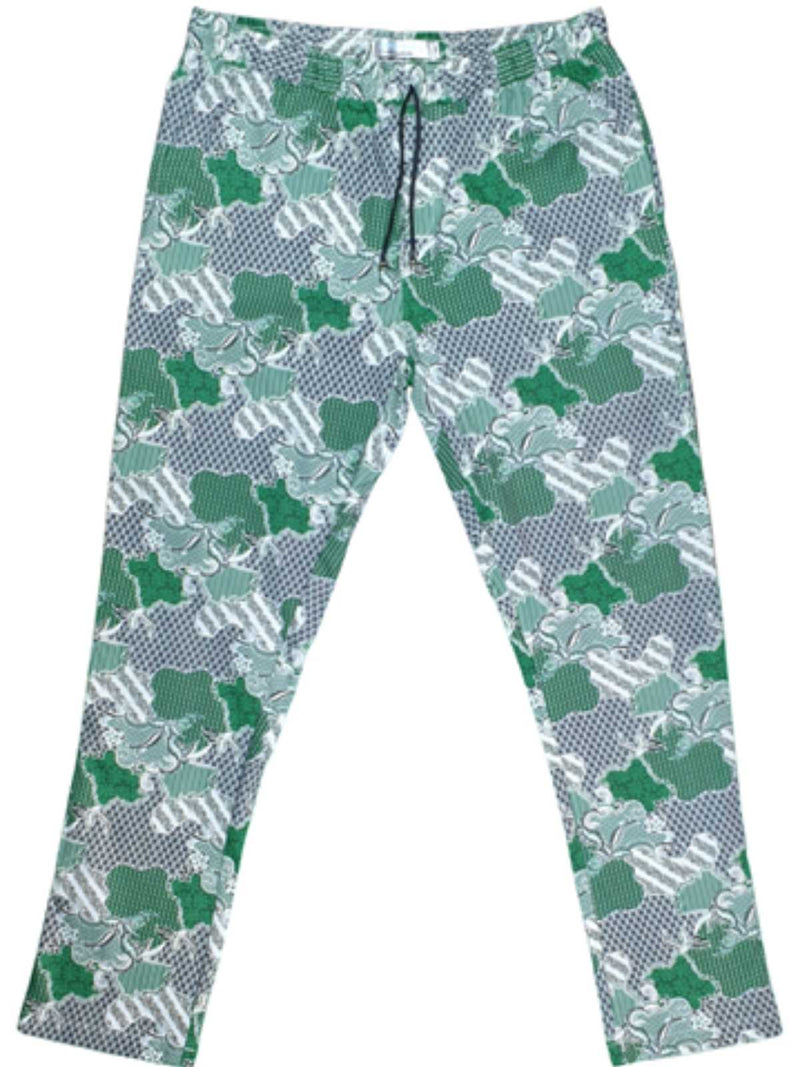 World Abstract Cotton Lounge Pant - Green/Grey